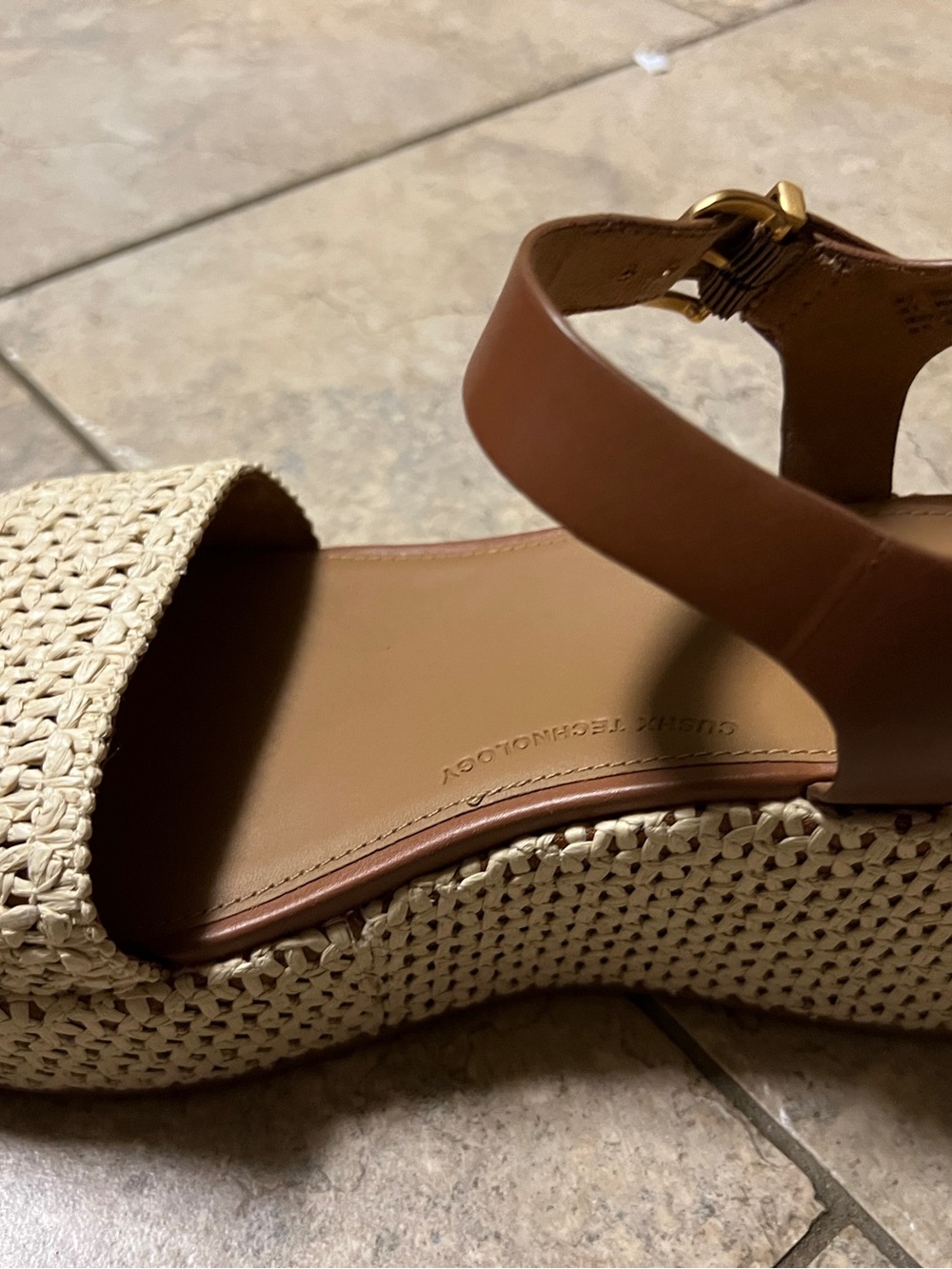 FitFlop Women's Platfforms Woven Wedge Ankle-Strap Sandals Deep Tan Size 9 NEW